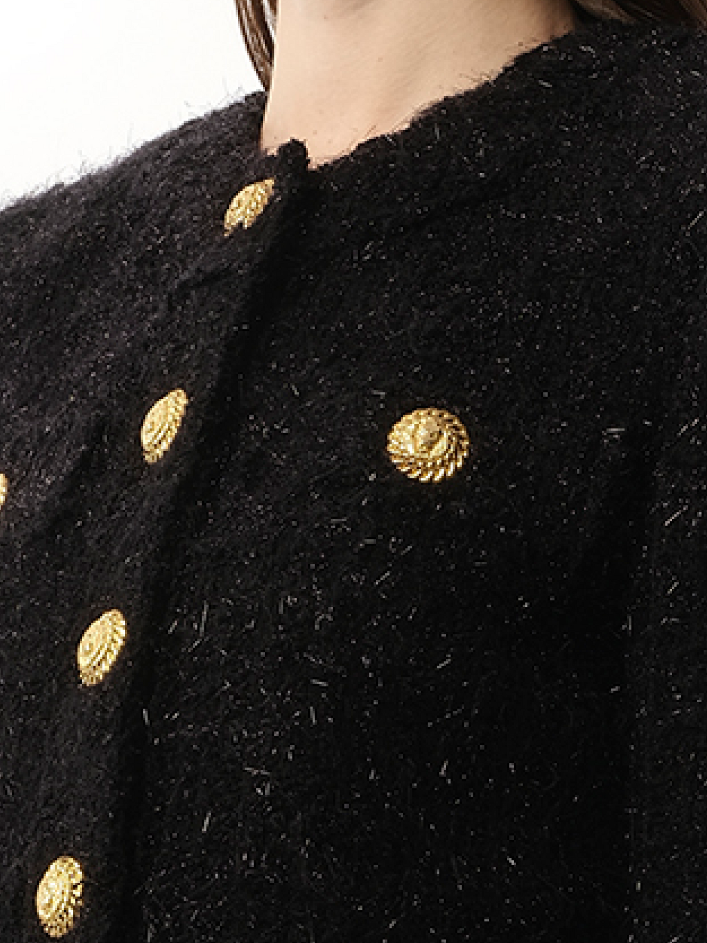 BALMAIN Buttoned Maze Tweed Jacket (Black)