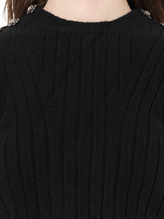 ALEXANDER MCQUEEN Ribbed Top with Jewel (Black)