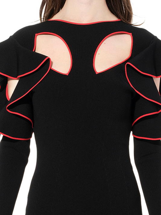 ALEXANDER MCQUEEN Long Sleeve Knit Dress (Black)