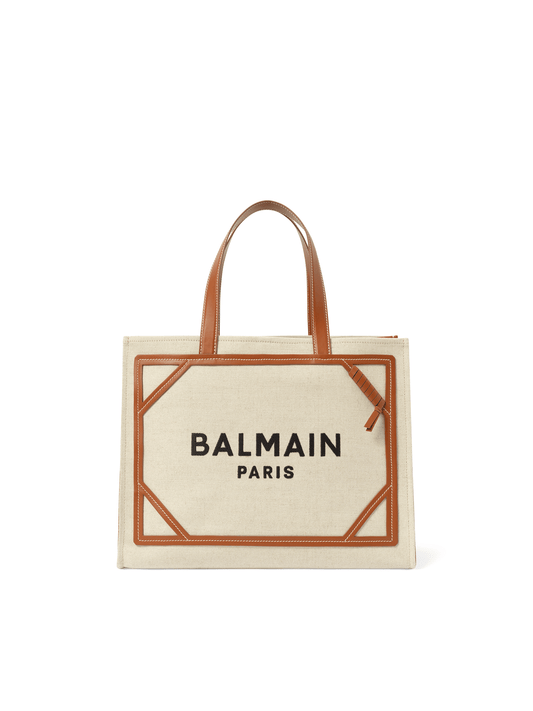 Image of Bags. Productname: BALMAIN B-Army Medium Canvas Shopper Bag in NATURAL colour by brand - BALMAIN