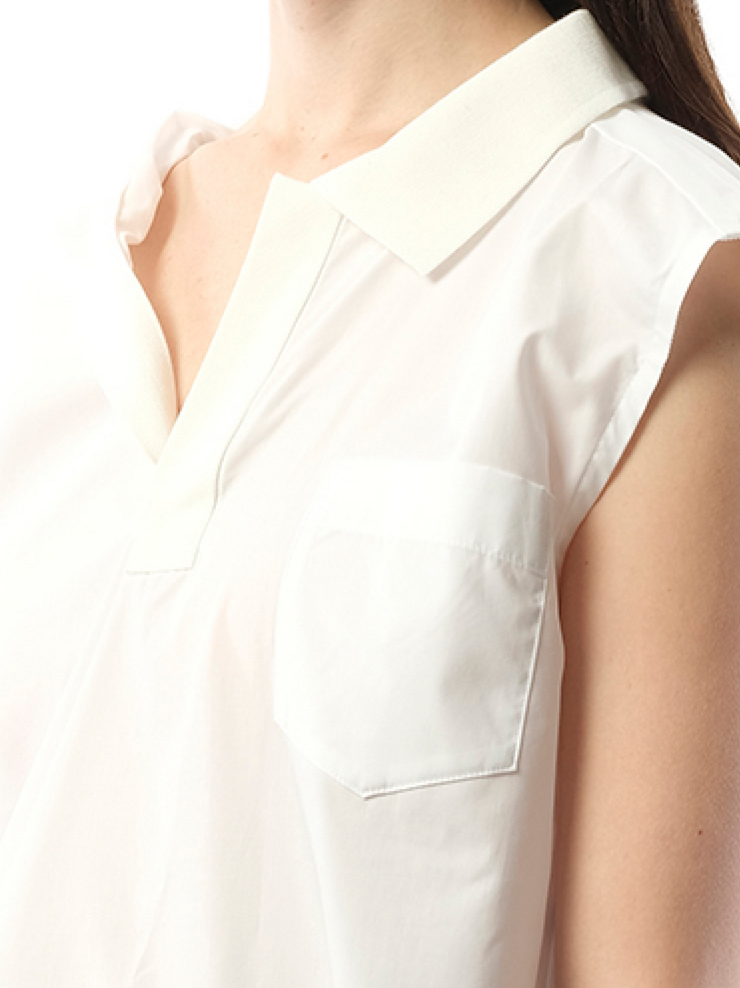 SACAI Cotton Poplin Polo Shirt (White)
