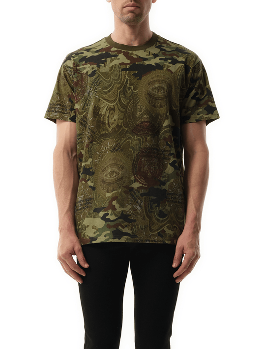 Image of a model wearing Tops. Productname: GIVENCHY Podium Dollar T-Shirt in GREEN colour by brand - GIVENCHY