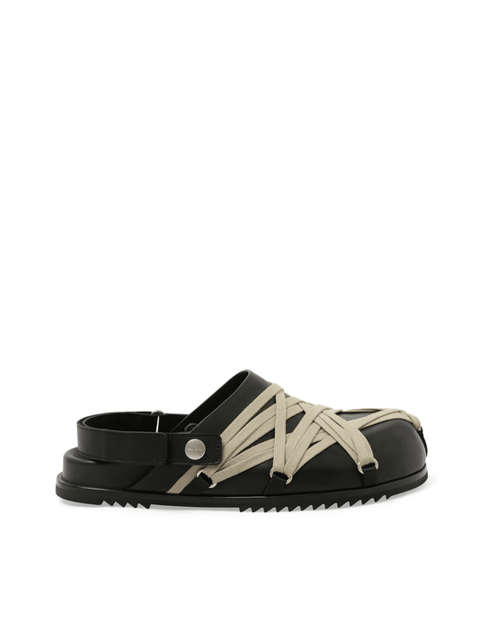 Image of Sandals. Productname: RICK OWENS Megalaced Mule Granola in BLACK colour by brand - RICK OWENS