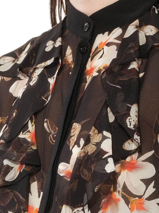 GIVENCHY Short Sleeve Shirt with Flower Print (Black)
