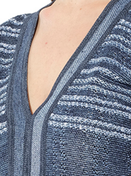 BALMAIN V Neck Knit Dress (Blue)