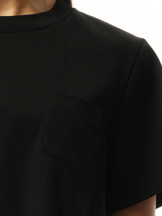 SACAI Nylon Twill Mix Cotton Jersey T-Shirt (Black)