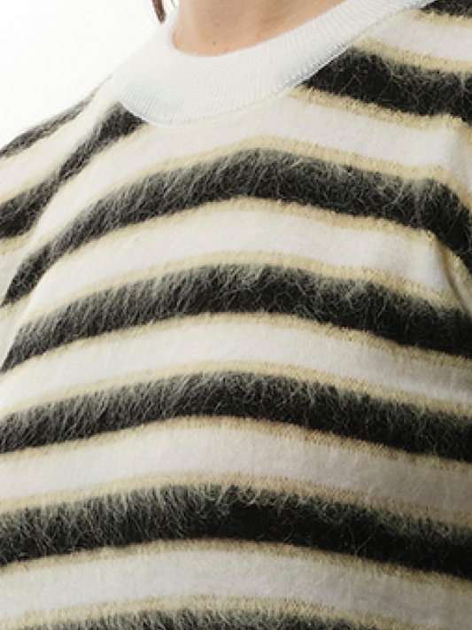 MARNI Mohair Stripe Sweater (Light Alabaster)