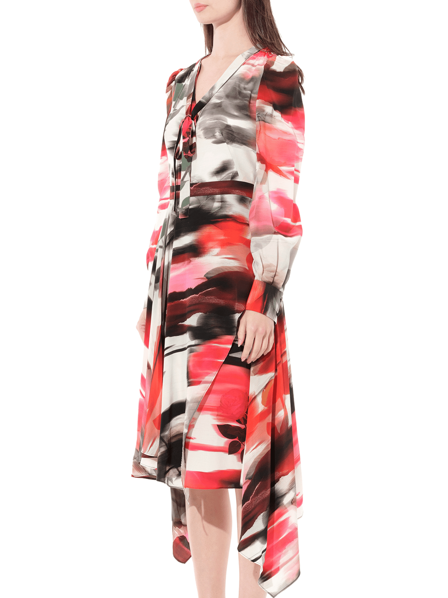 ALEXANDER MCQUEEN Rose Crepe De Chine Dress (Red)