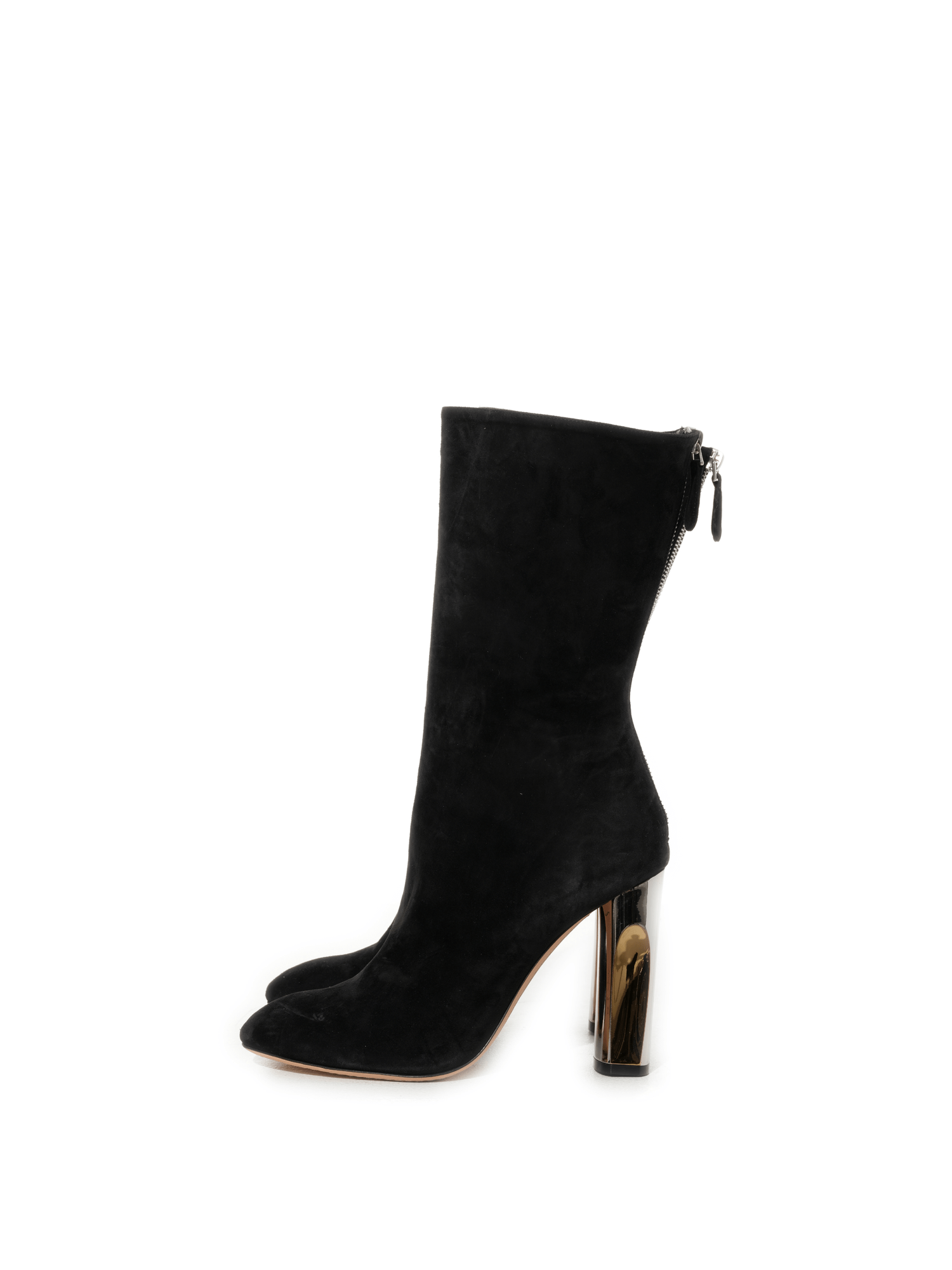Image of Boots. Product name - Suede Boots in Black colour by brand - ALEXANDER MCQUEEN