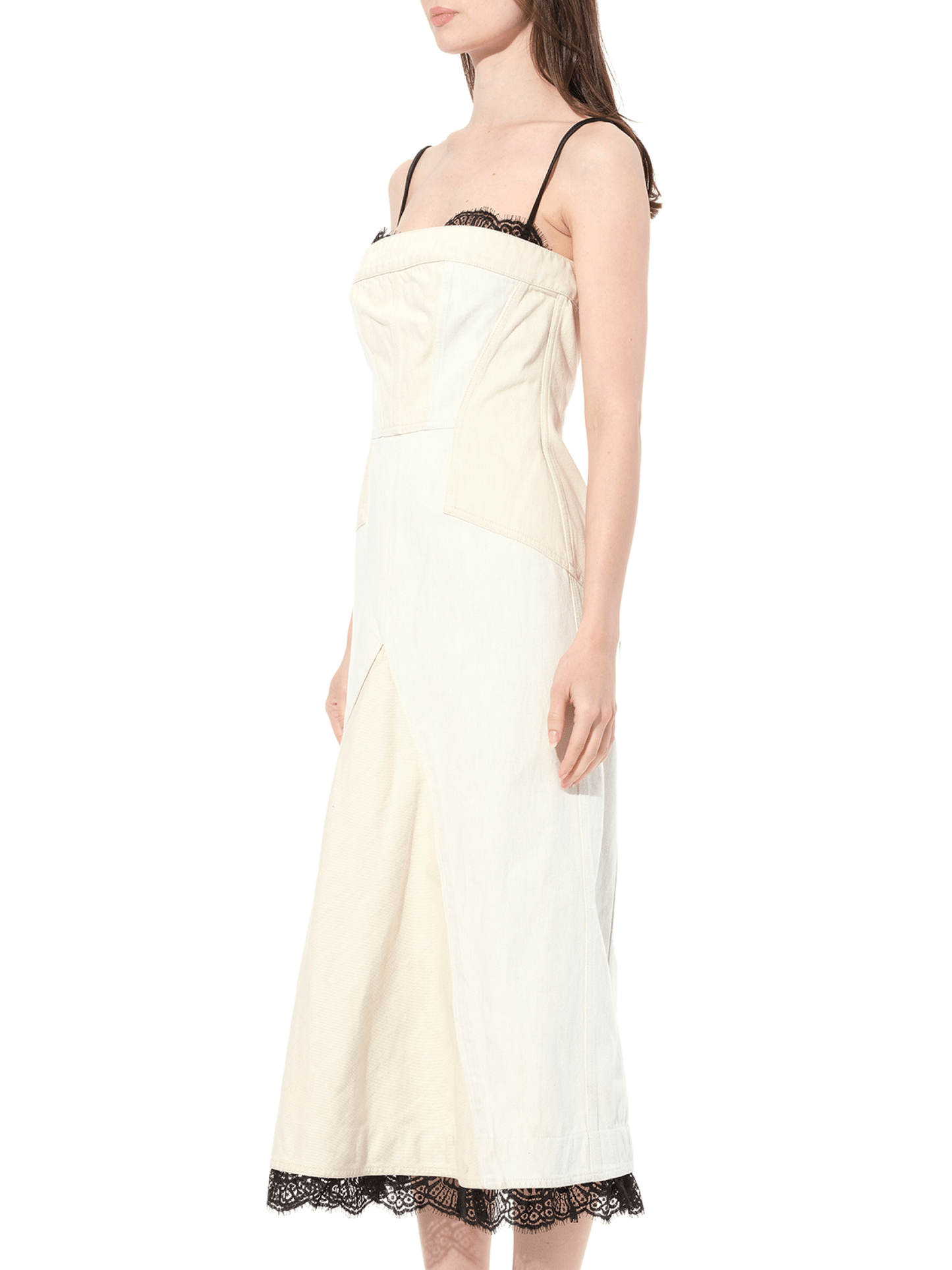 ALEXANDER MCQUEEN Denim Bust Midi Dress (White)