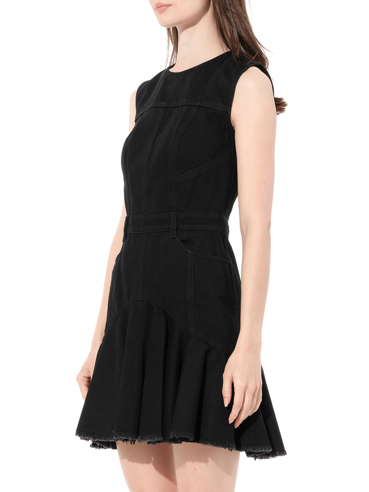 ALEXANDER MCQUEEN Sleeveless Mini Denim Dress (Black)