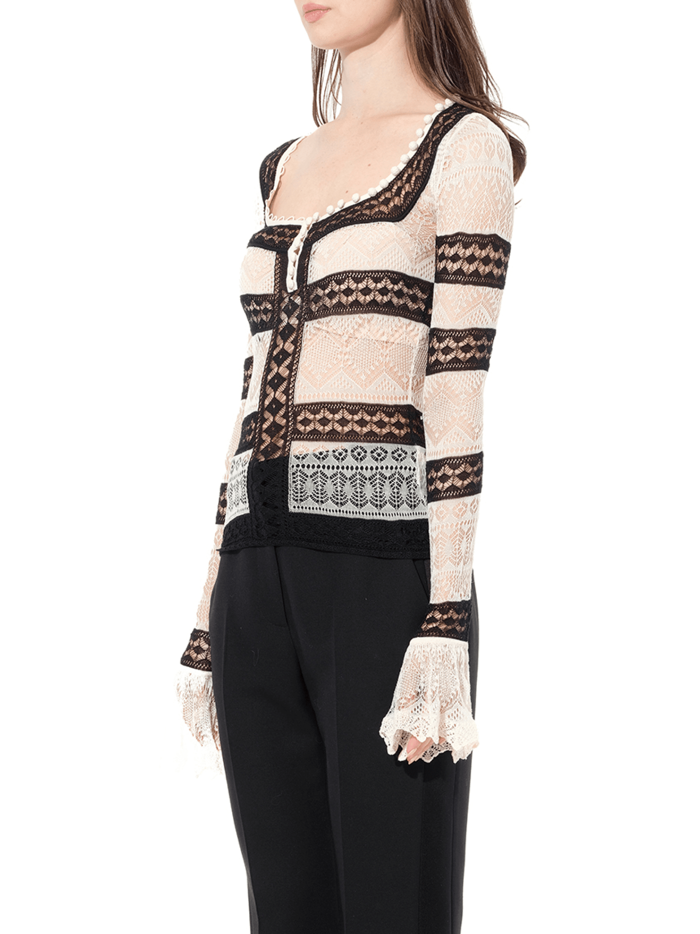 ALEXANDER MCQUEEN Scoop Neck Long Sleeve (Multicolour)