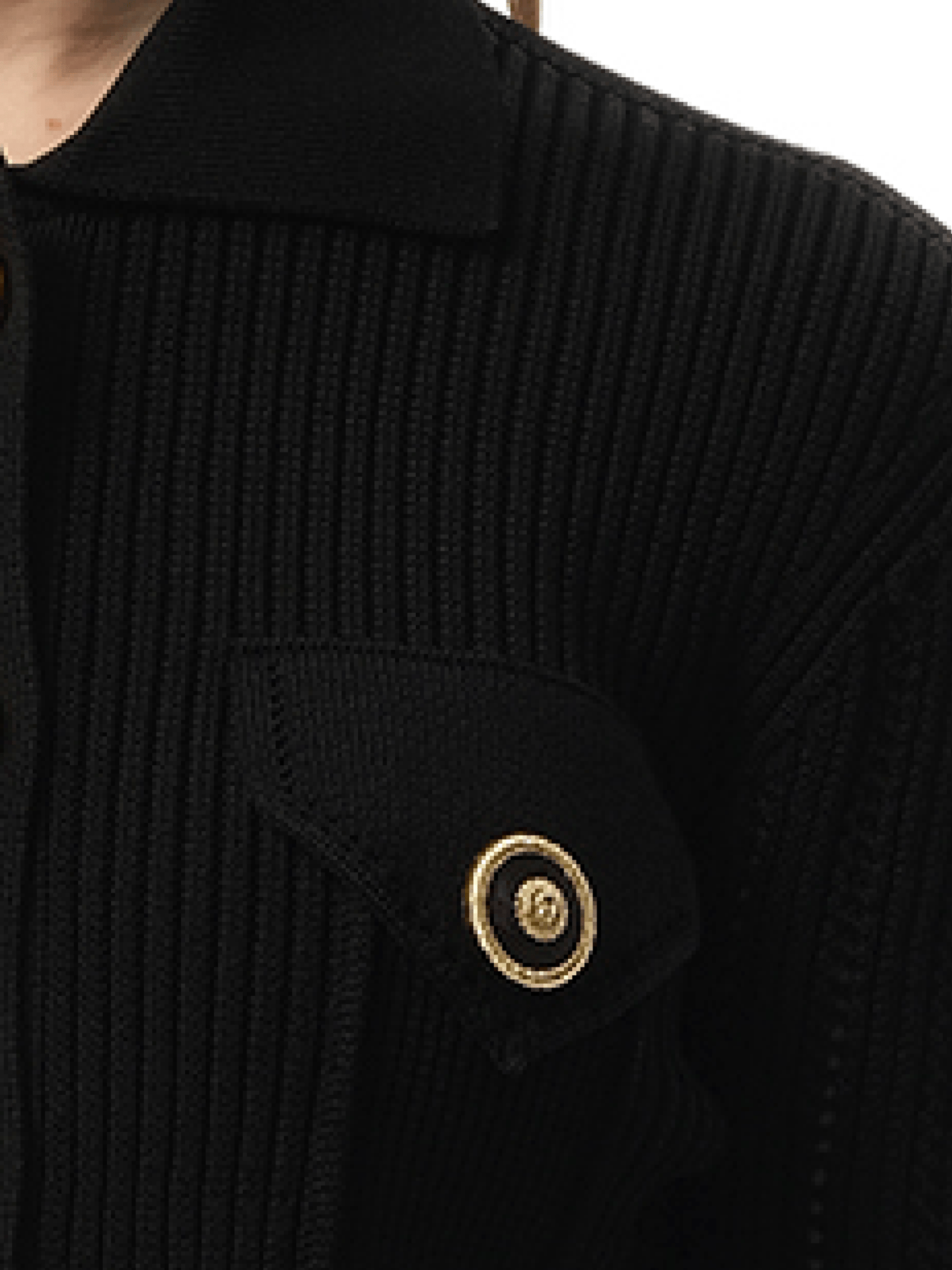 BALMAIN 4 Pockets Buttoned Ribbed Knit Cardigan (Black)