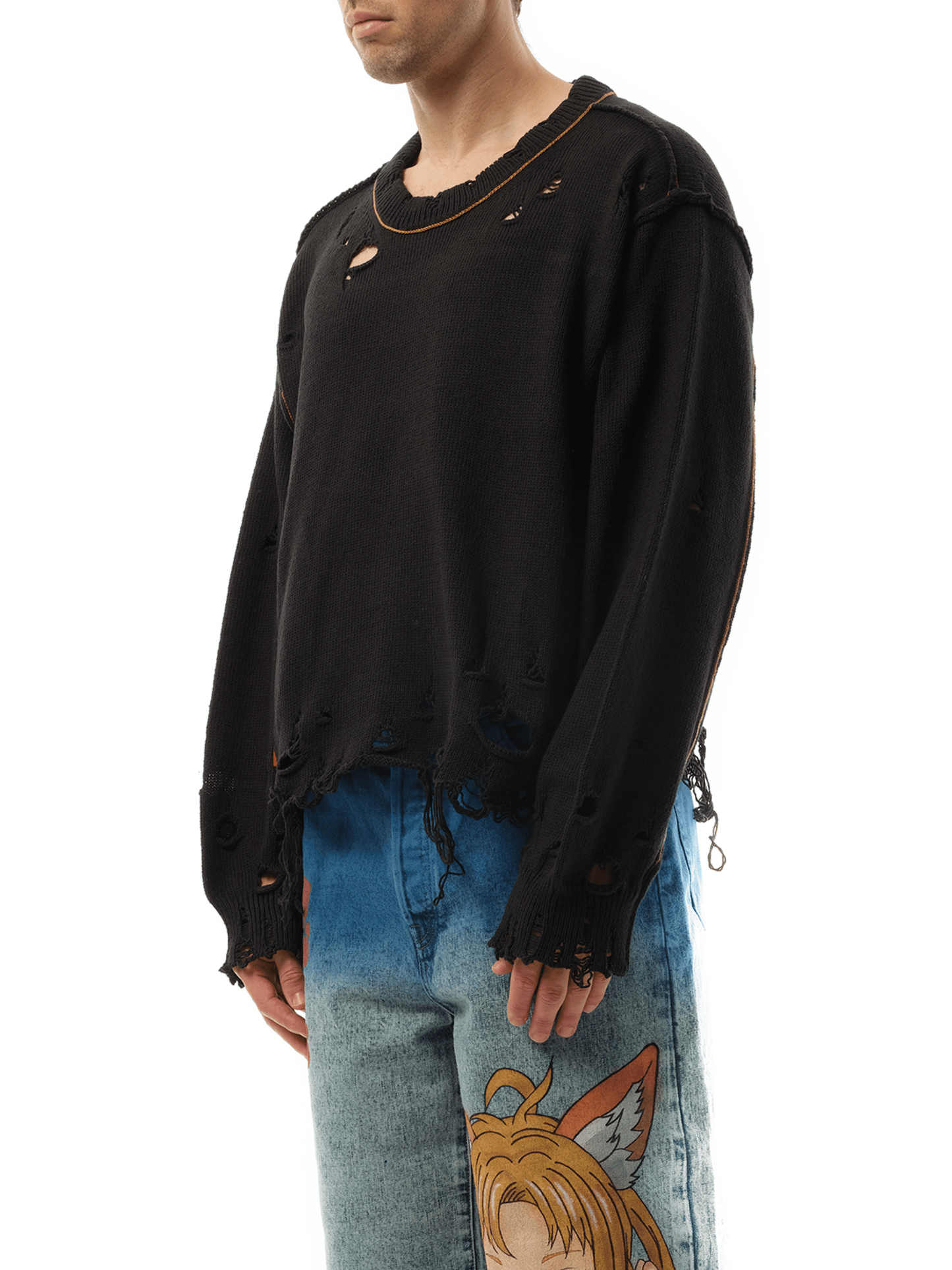 DOUBLET Recycle Denim Yarn Sweater (Black)