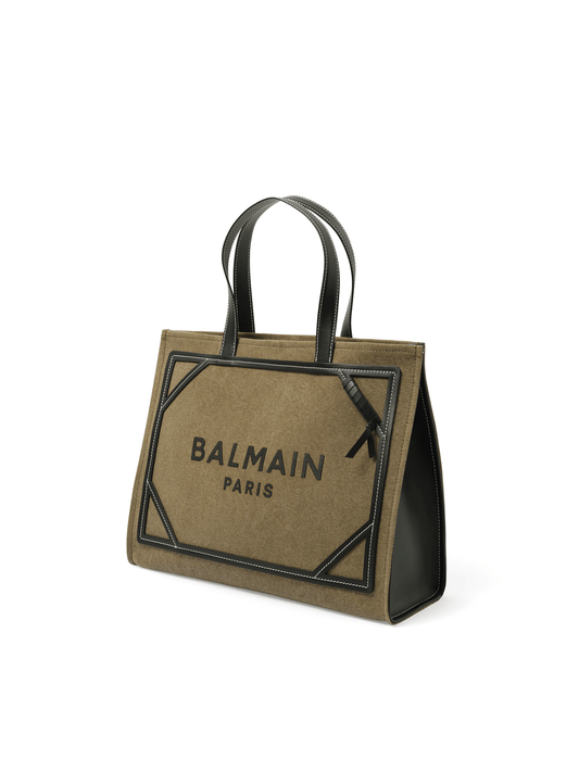 BALMAIN B-Army Medium Canvas Shopper Bag (Green)
