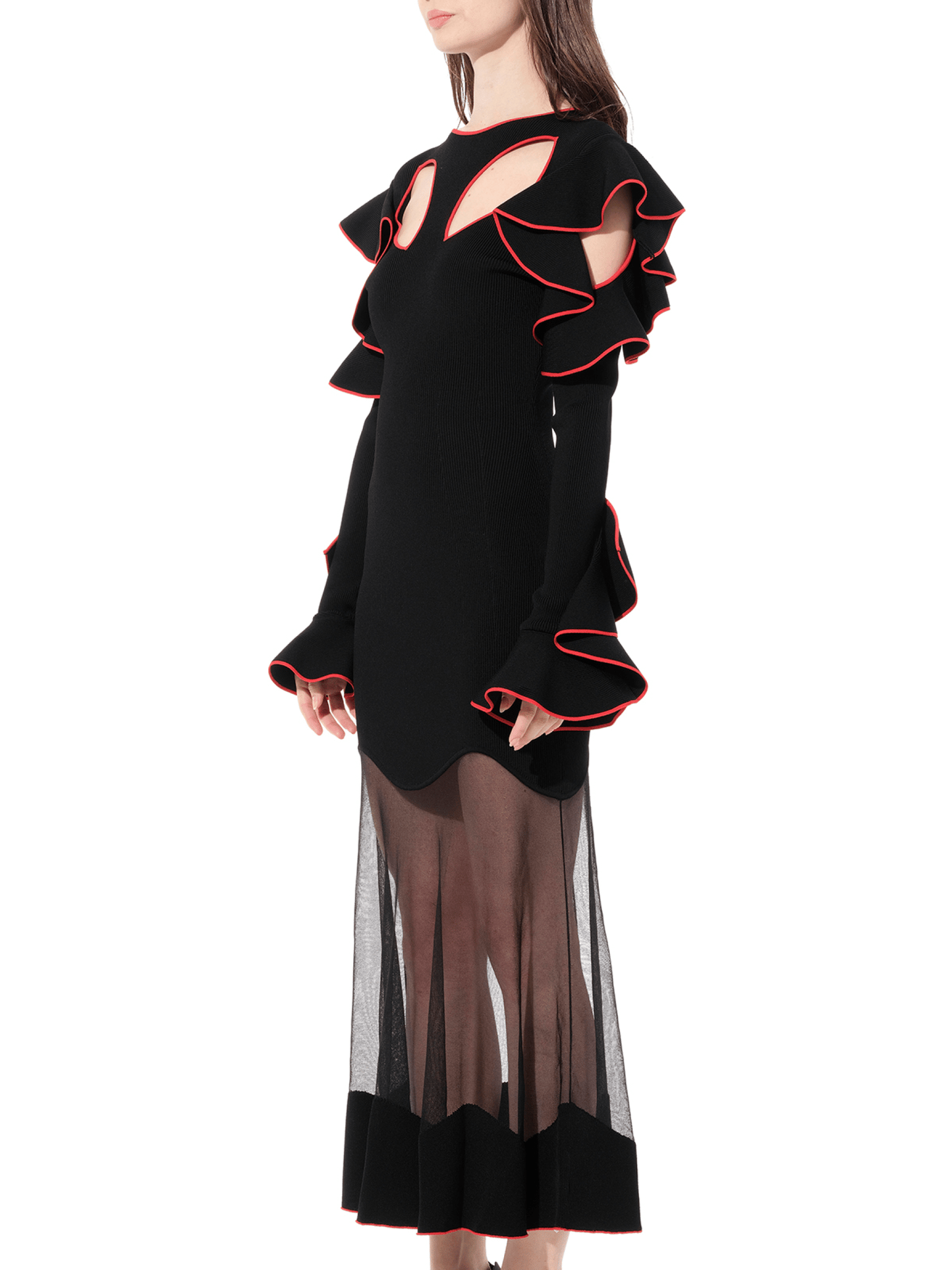 ALEXANDER MCQUEEN Long Sleeve Knit Dress (Black)