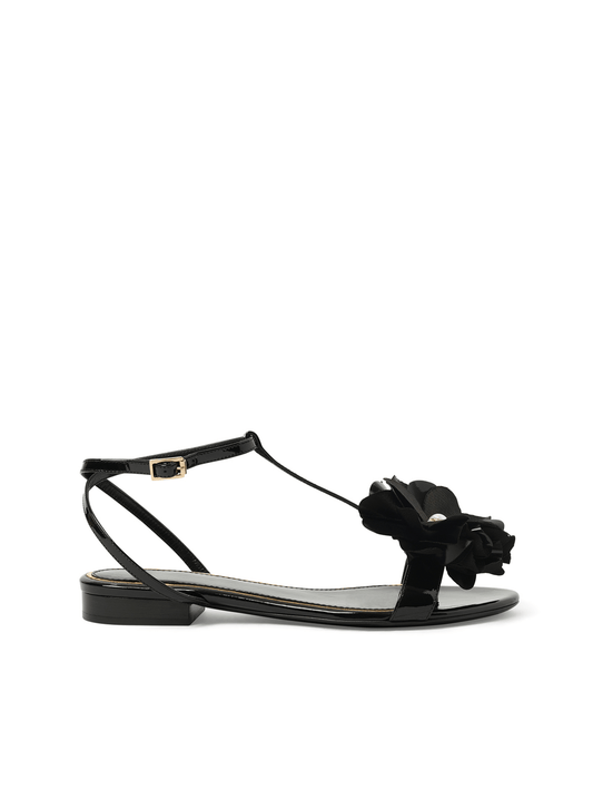 Image of Flats. Productname: LANVIN Flat Sandal in Black colour by brand - LANVIN