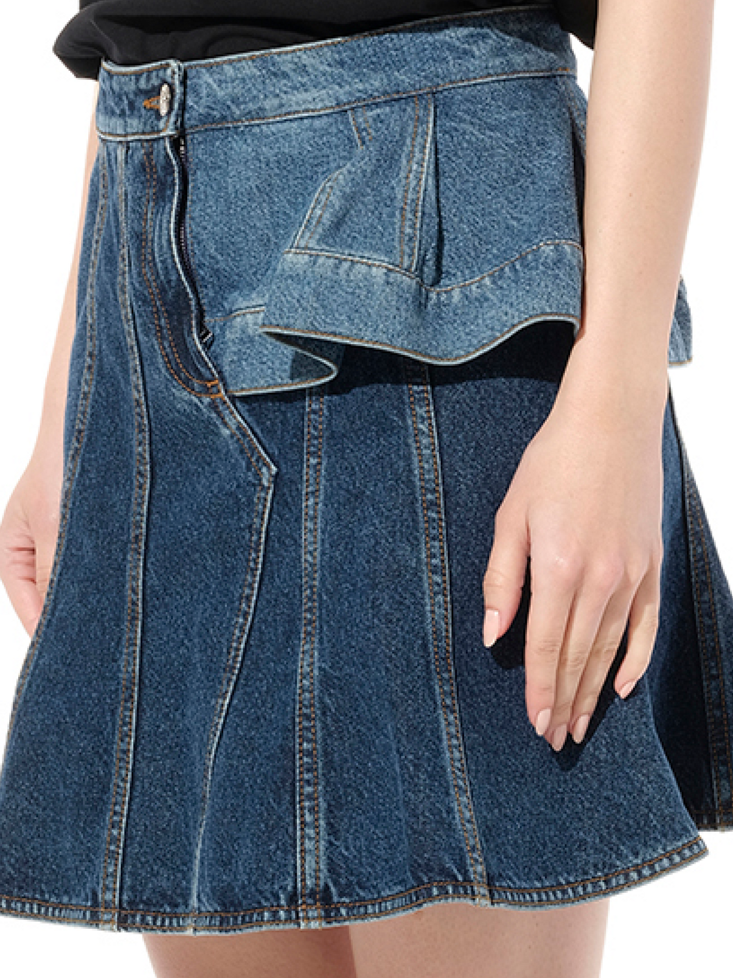 ALEXANDER MCQUEEN Denim Dark Skirt (Blue)