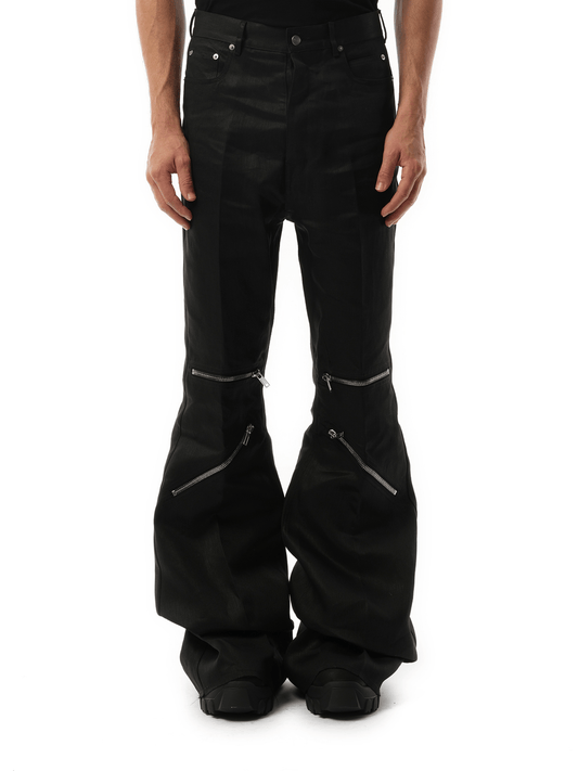 Image of a model wearing Pants. Productname: RICK OWENS Bolan Cargo in BLACK colour by brand - RICK OWENS