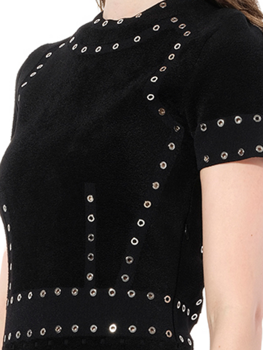 ALEXANDER MCQUEEN Eyelet Mini Dress (Black)