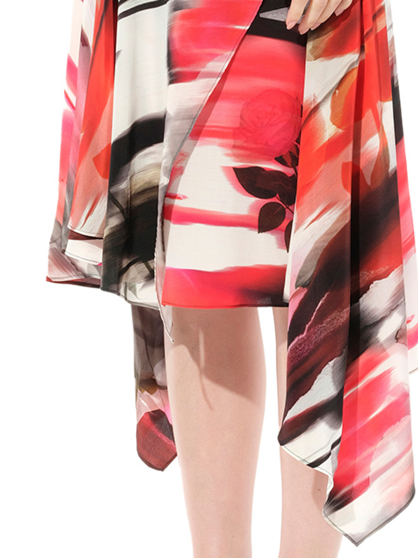 ALEXANDER MCQUEEN Rose Crepe De Chine Dress (Red)