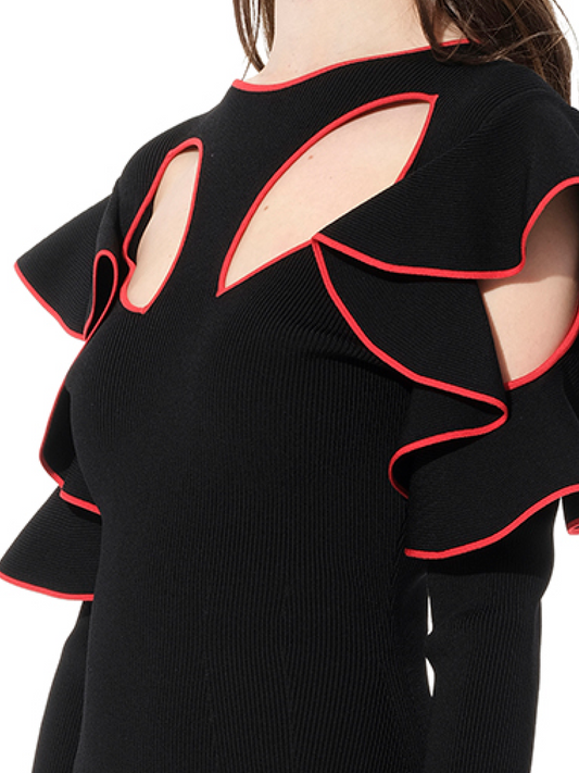 ALEXANDER MCQUEEN Long Sleeve Knit Dress (Black)