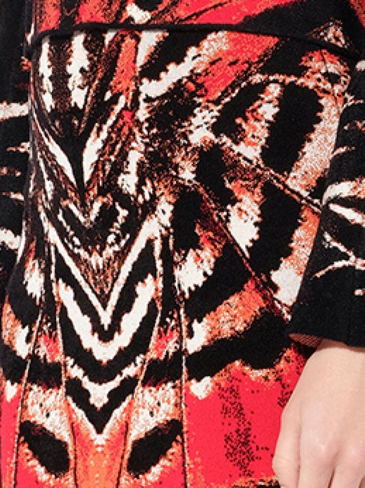 ALEXANDER MCQUEEN Butterfly Jacquard Skirt (Red)