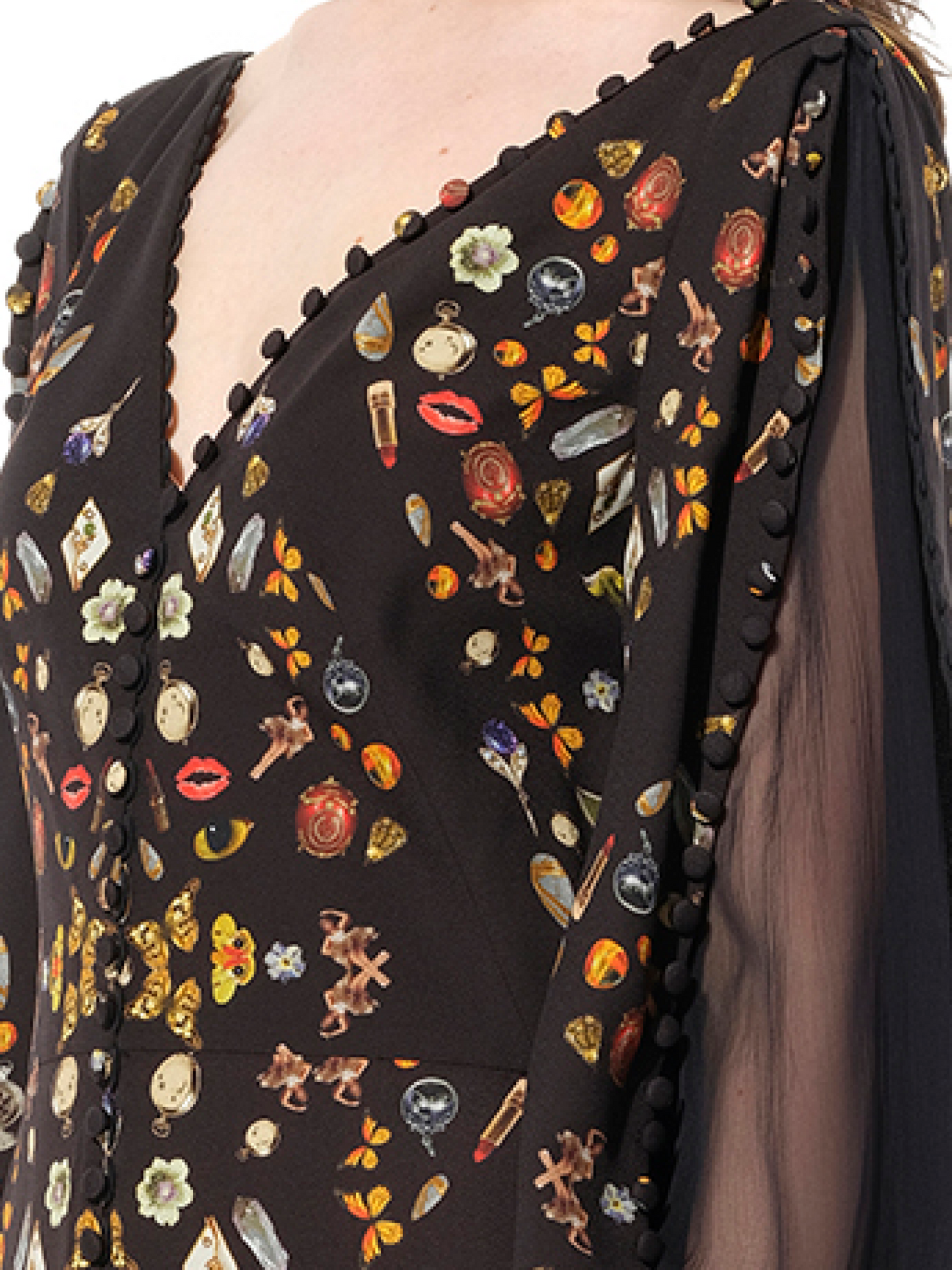 ALEXANDER MCQUEEN Long Sleeve Silk Dress (Black)