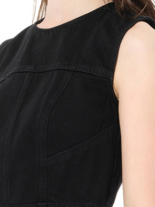 ALEXANDER MCQUEEN Sleeveless Mini Denim Dress (Black)