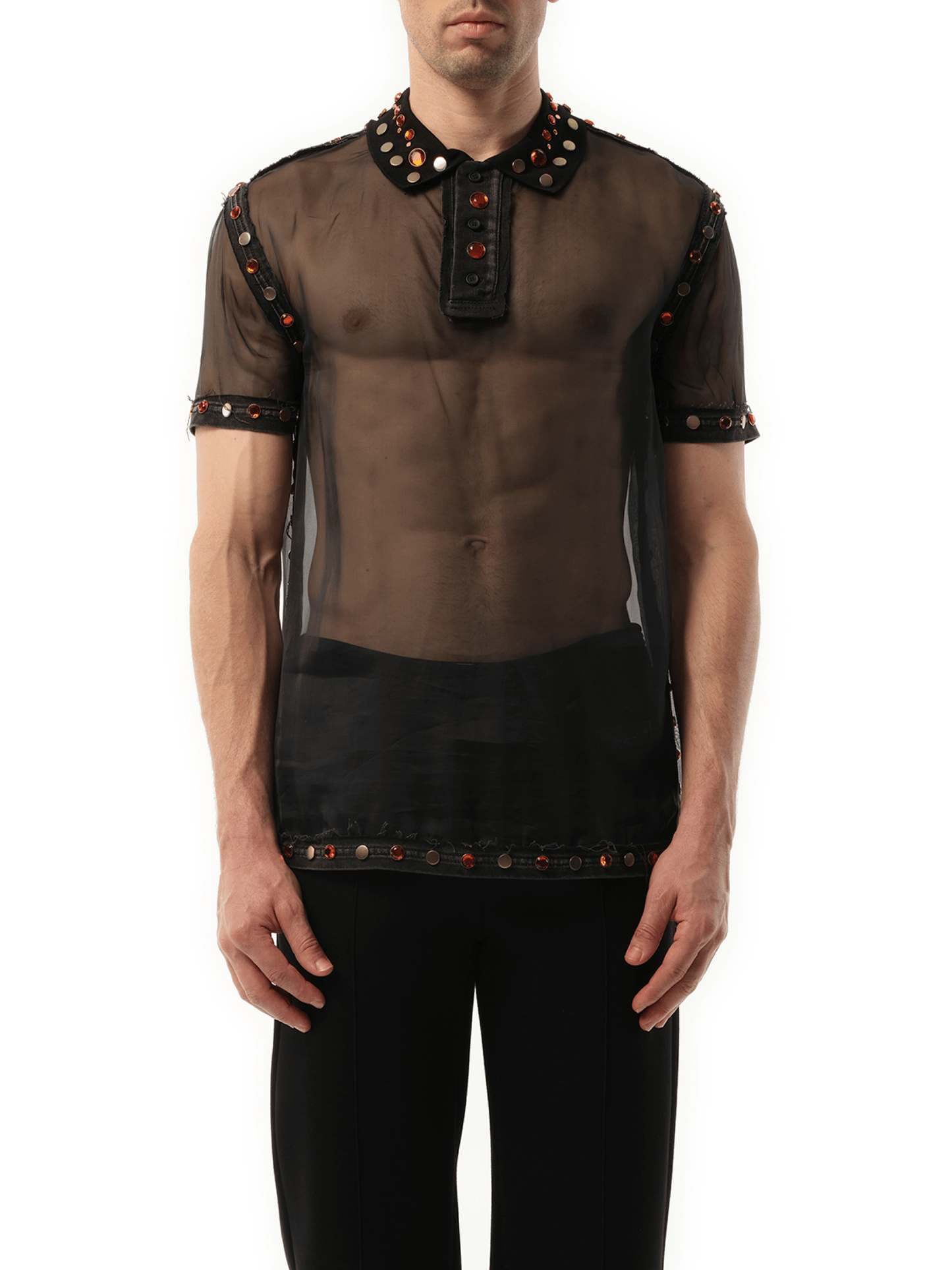 Image of a model wearing Tops. Productname: GIVENCHY Polo in BLACK colour by brand - GIVENCHY