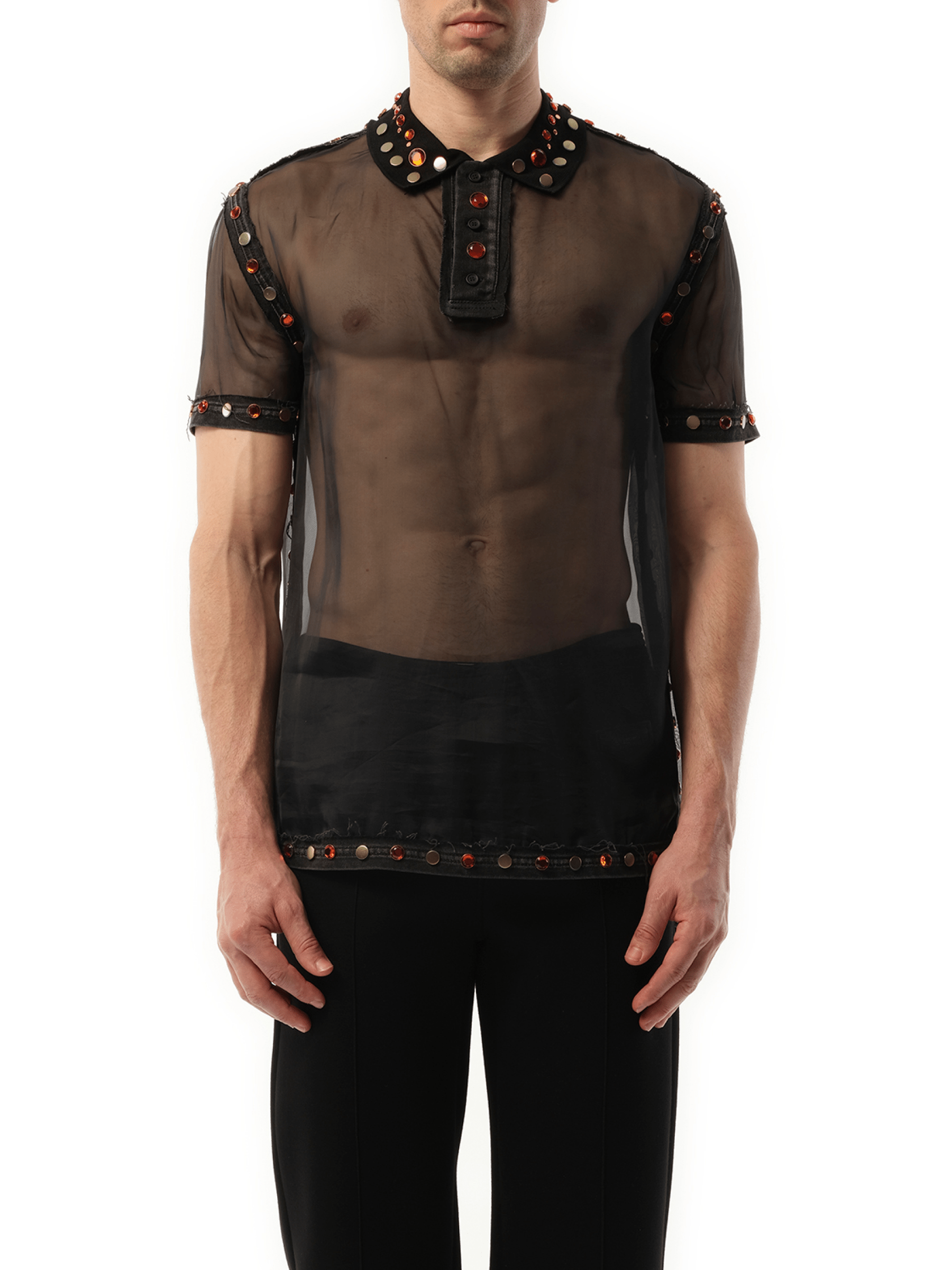 Image of a model wearing Tops. Productname: GIVENCHY Polo in BLACK colour by brand - GIVENCHY