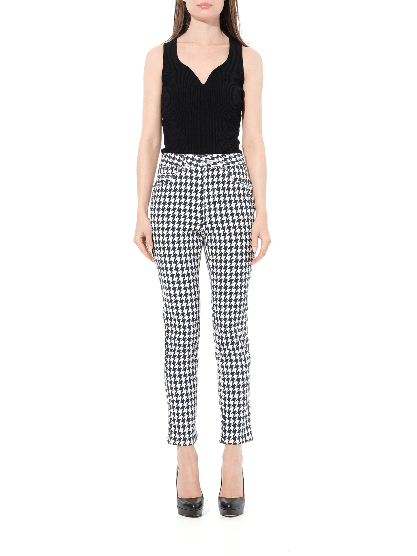 ALEXANDER MCQUEEN Dogtooth Jeans (White)