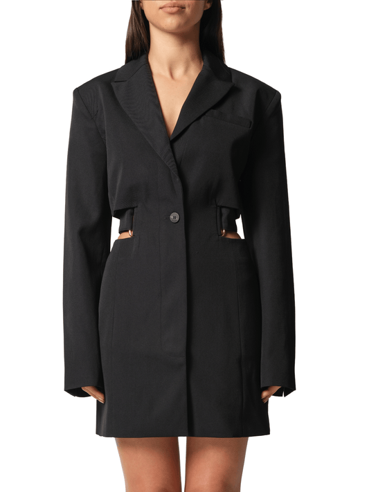 Image of a model wearing Dress. Productname: JACQUEMUS La Robe Bari in Black colour by brand - JACQUEMUS