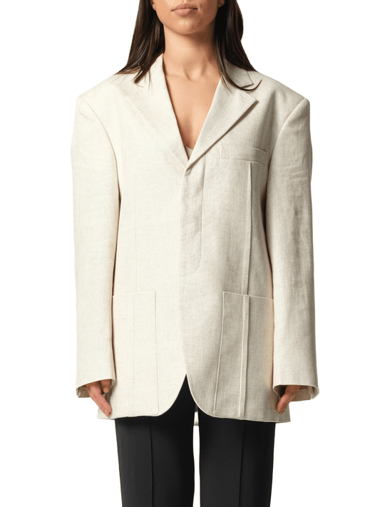 Image of Coats & Jackets. Productname: JACQUEMUS La Veste D'Homme in Light Beige colour by brand - JACQUEMUS