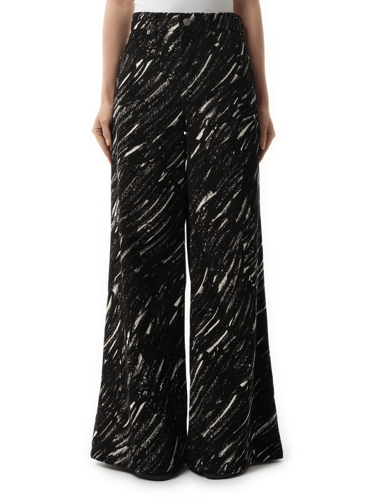 Image of a model wearing Denim. Productname: MARNI Crayon Flock Stretch Denim Pants in Black colour by brand - MARNI