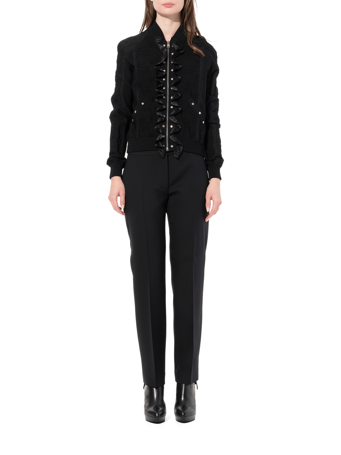 ALEXANDER MCQUEEN Flower Jacquard Bomber Jacket (Black)