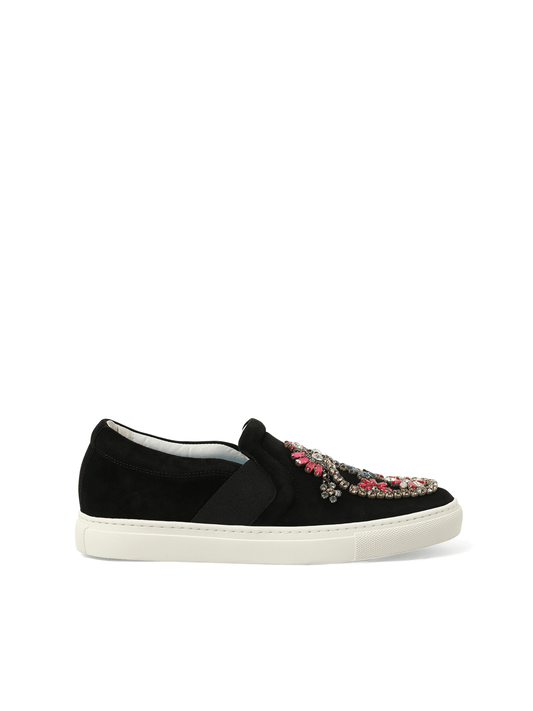 Image of Sneakers. Productname: LANVIN Emb Slip On Sneaker in Black colour by brand - LANVIN