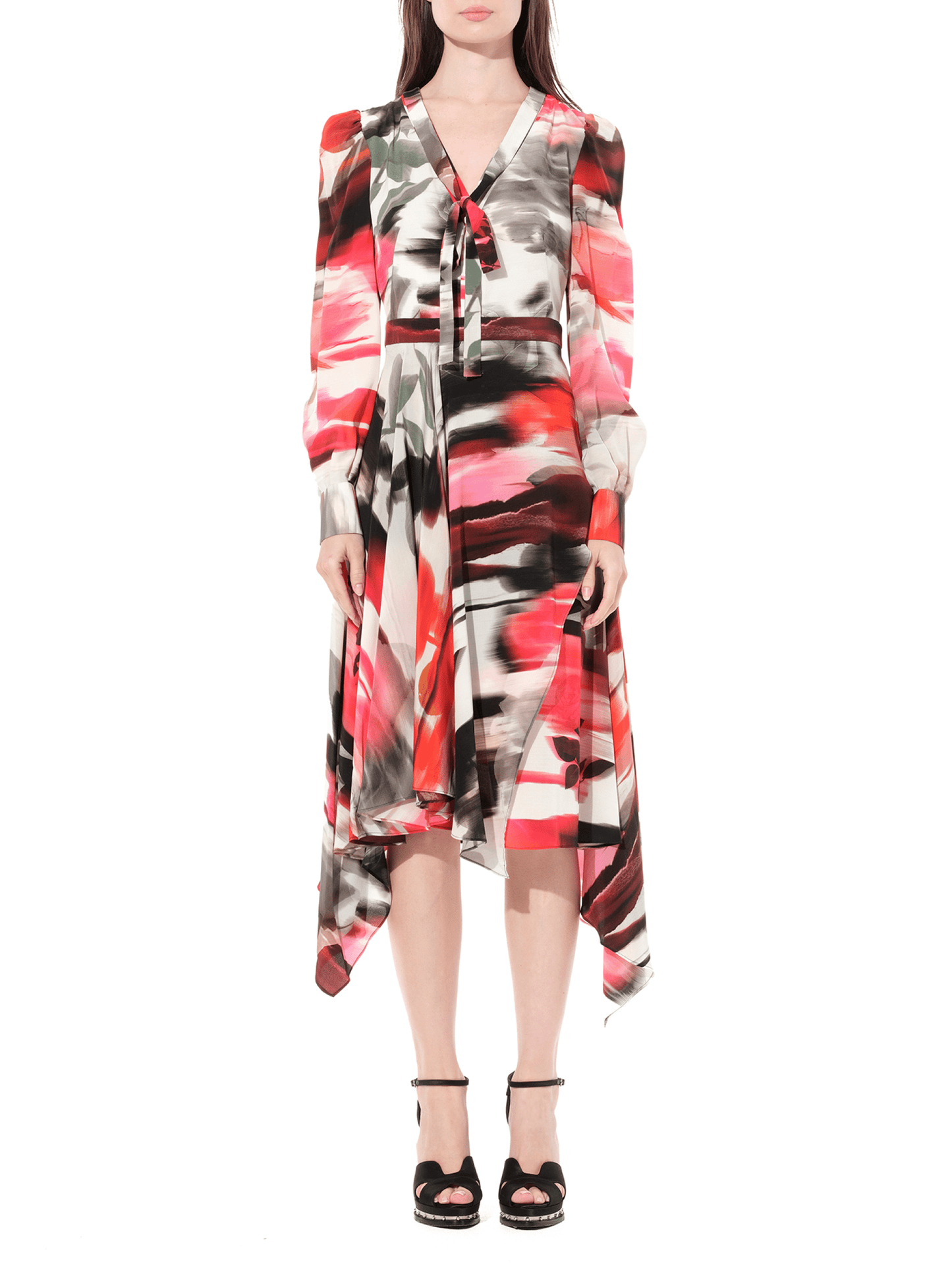 ALEXANDER MCQUEEN Rose Crepe De Chine Dress (Red)