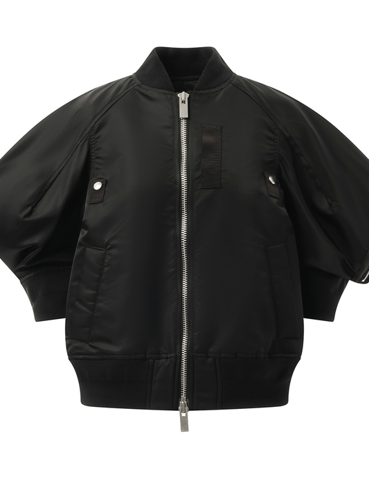 SACAI Nylon Twill Quarter Sleeve Blouson (Black)