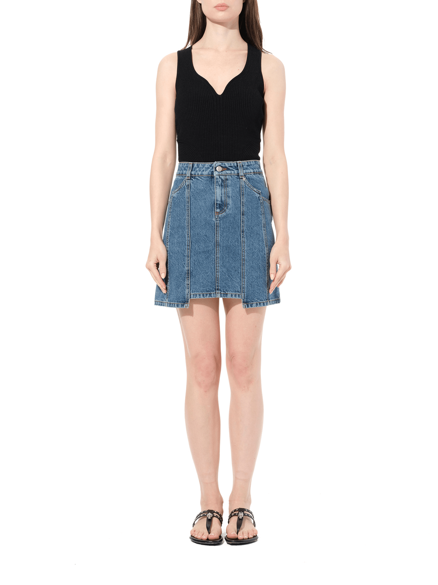 ALEXANDER MCQUEEN Mini Denim Skirt (Blue)