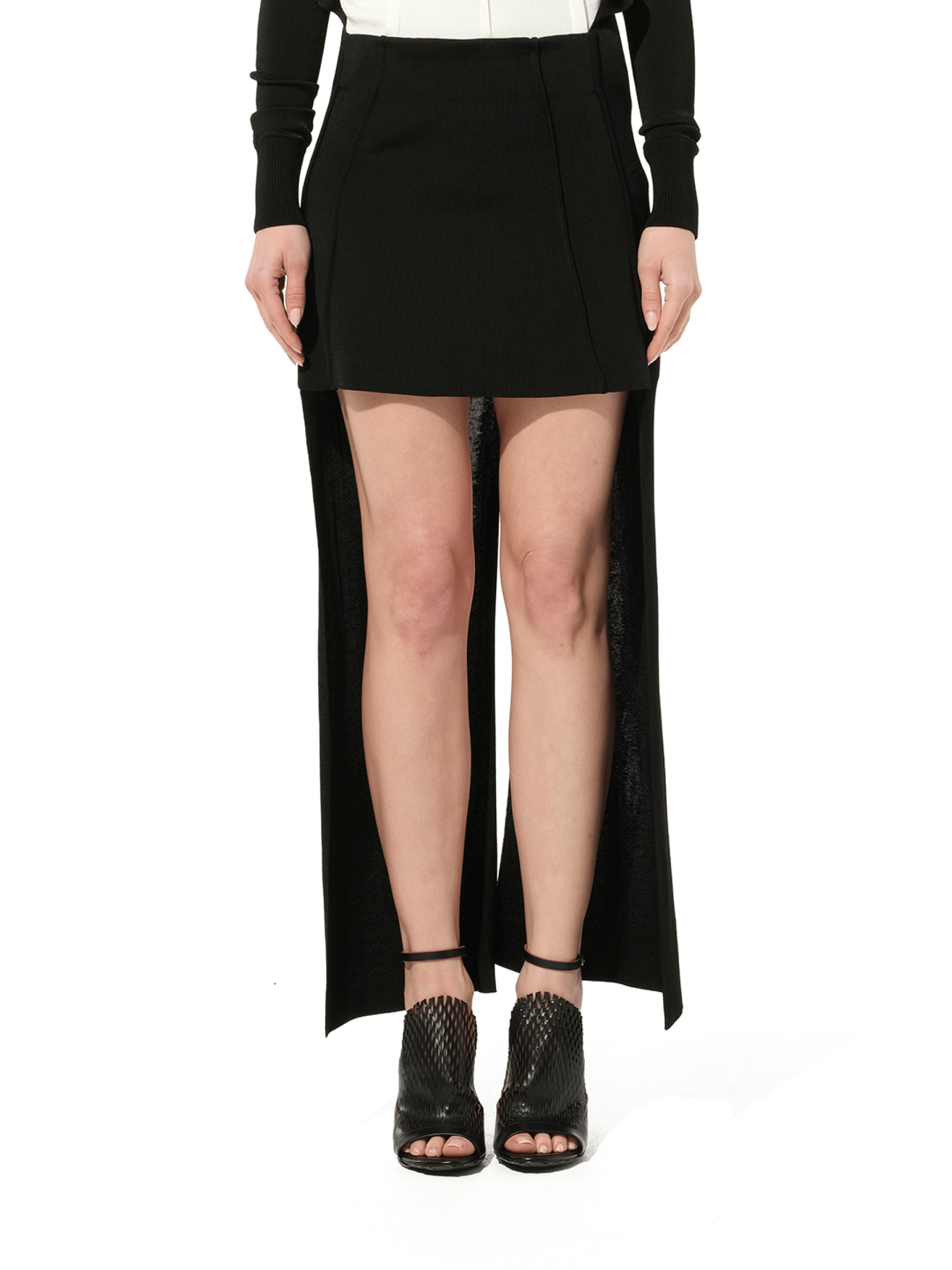 Image of a model wearing Skirts. Productname: CHLOE Back Panel Skirt in Black colour by brand - CHLOE