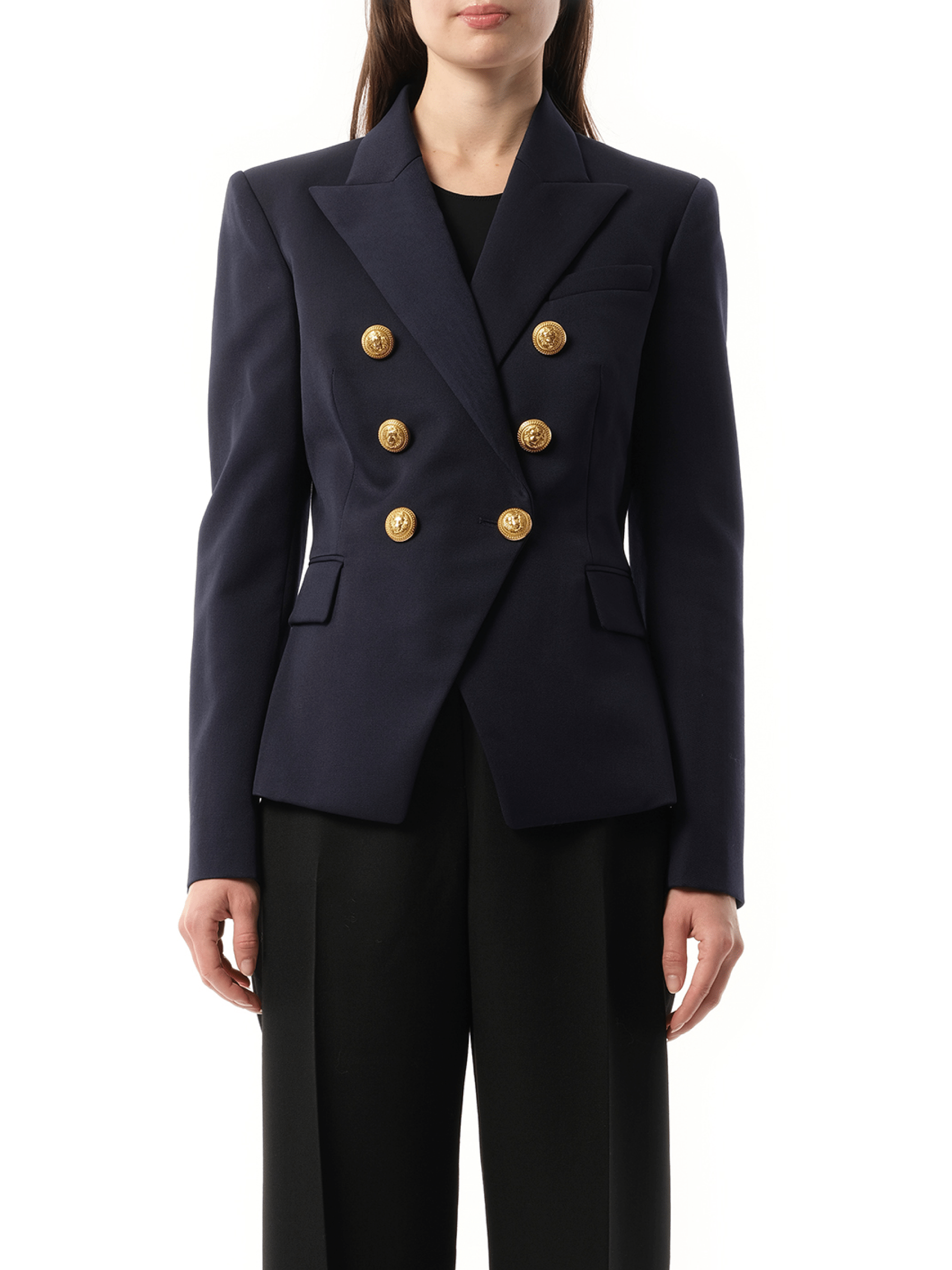 Image of Coats & Jackets. Productname: BALMAIN 6 BTN Wool Jacket in NAVY colour by brand - BALMAIN