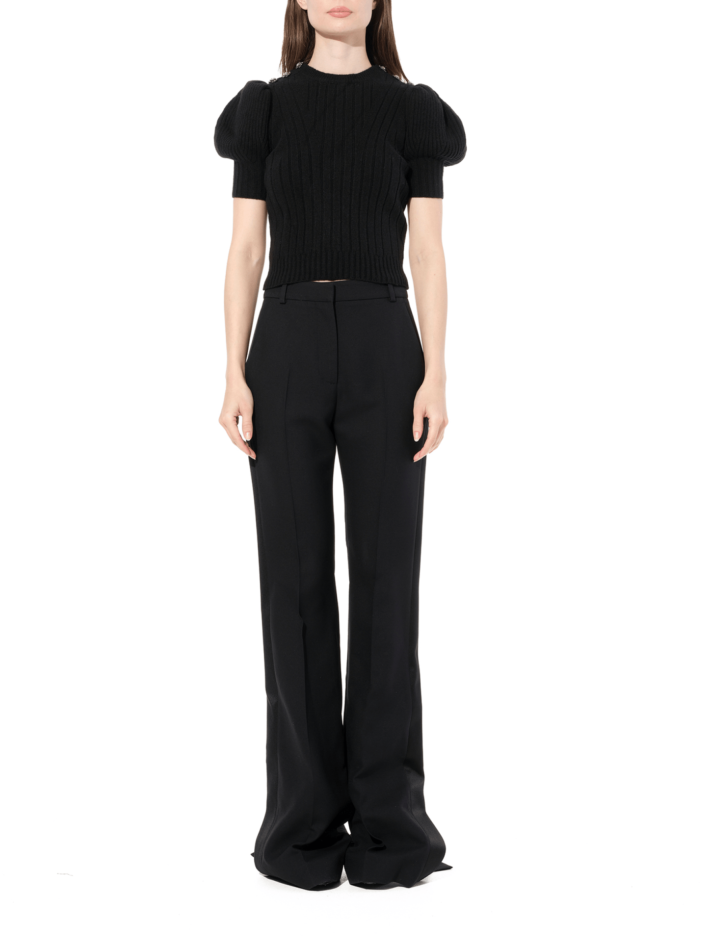 ALEXANDER MCQUEEN Ribbed Top with Jewel (Black)