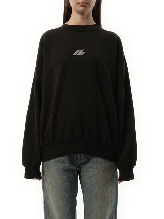 Image of a model wearing Outerwear. Productname: BALENCIAGA Activewear Logo Medium Fit Sweatshirt in BLACK colour by brand - BALENCIAGA