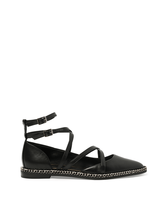 Image of Footwear. Productname: LANVIN Laced Ballerina in Black colour by brand - LANVIN