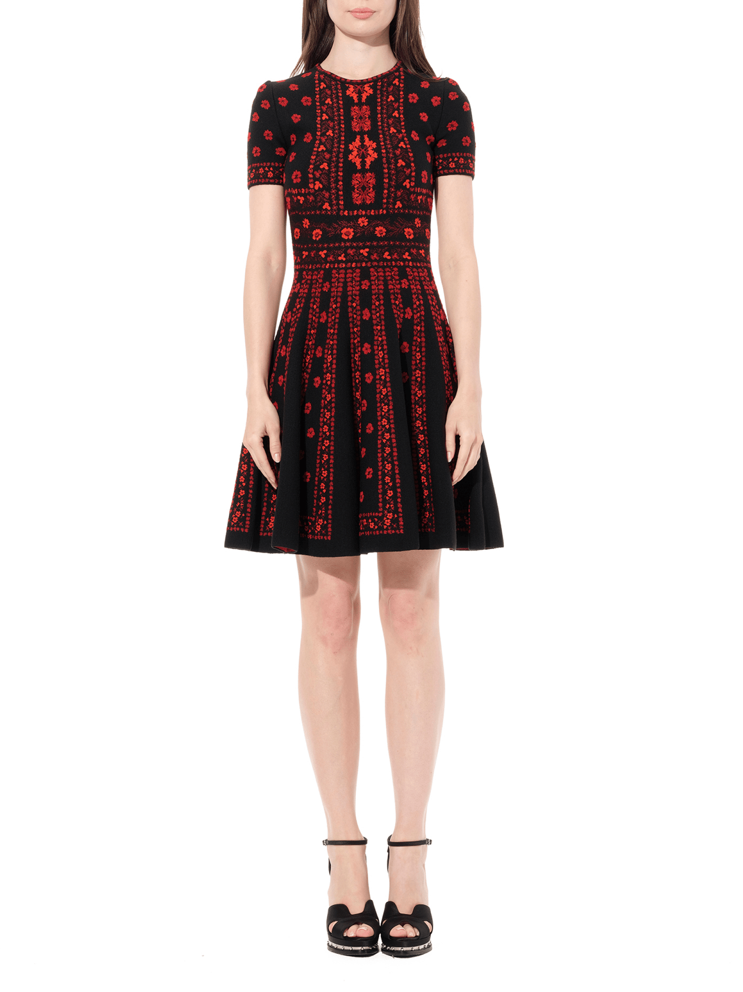 ALEXANDER MCQUEEN Flower Jacquard Dress (Black)