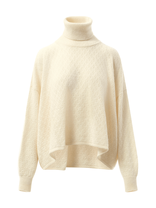 CHLOE Fluffy Pointelle Sweater (White)