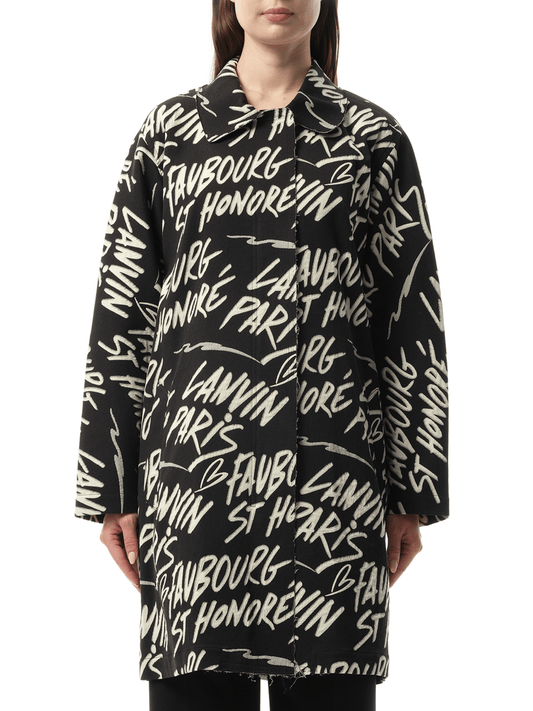 Image of a model wearing Outerwear. Productname: LANVIN Coat in Black colour by brand - LANVIN