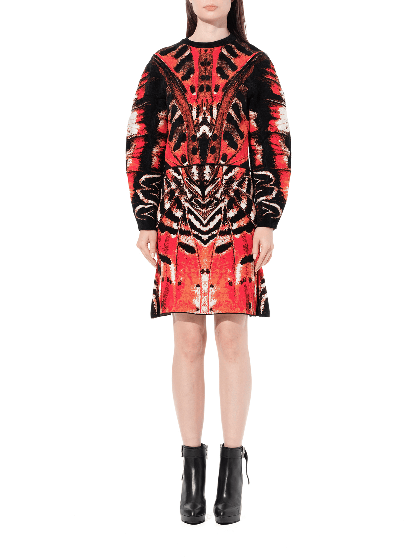 ALEXANDER MCQUEEN Butterfly Jacquard Skirt (Red)