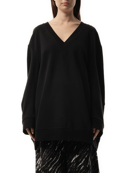 Image of a model wearing Dress. Productname: MARNI Oversized Sweatshirt Dress in Black colour by brand - MARNI